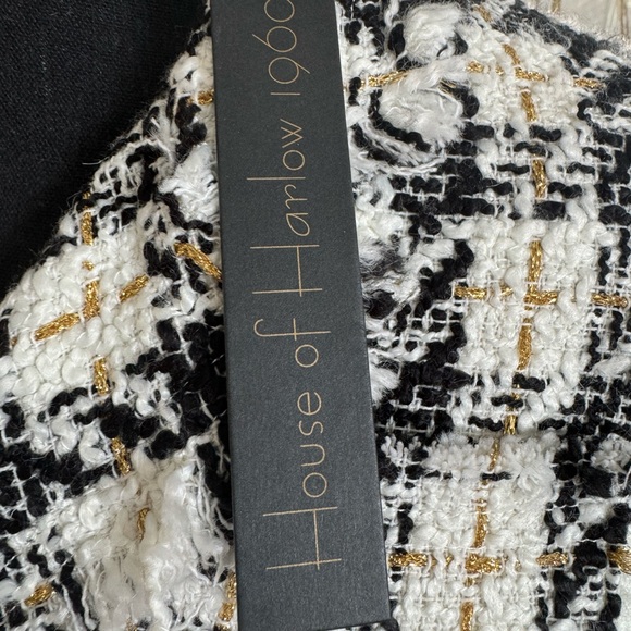 NWT House of Harlow XS - Stunning Black White and Metallic Tweed Blazer - Picture 2 of 4